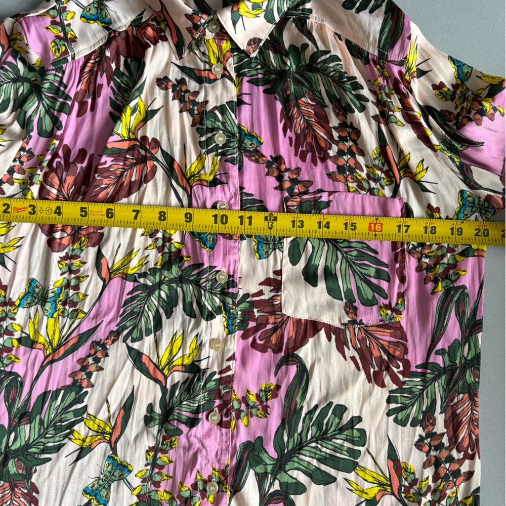 Free People Womens Long Sleeve Under The Palms Button Up Floral Resort Blouse XS - Picture 6 of 10